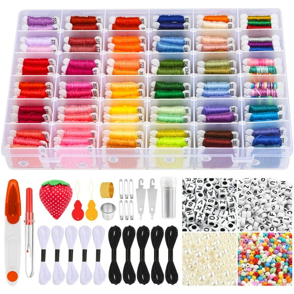 Kit para hacer pulseras PAXCOO, 985 piezas, con 110 madejas de hilo de bordar