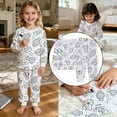 thumbnail image 5 of Yuncity Halloween Pajamas For Girls Long Sleeve Top Pajama Pants Cozy Loungewear Soft Nightwear Comfortable Sleepwear Sets Size 2-3 Years White, 5 of 9