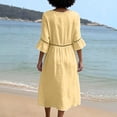 thumbnail image 6 of HAJWOH Dresses for Women Cotton Linen Summer Dresses Half Sleeve Beach Boho Eyelet Lace Trim Flowy Maxi Sundresses, 6 of 6