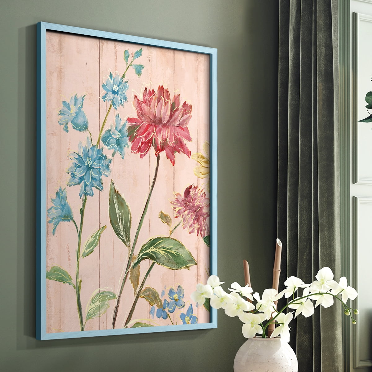 Wildflower Flutter I Framed Print - Solid Wood in Single Picture Frame Solid Wood 2 Framed Print
