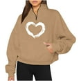 thumbnail image 2 of Long Sleeve Linen Shirt Women Womens Fall Clearance Clothes $5.00 Long Sleeve Half Zippered Hooded Collar Sweatshirt, 2 of 5