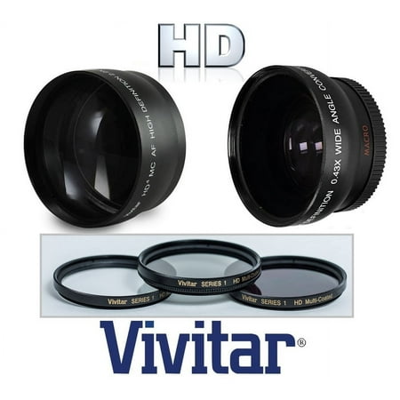 Hi-Def Wide Angle Telephoto and 3-Pc Filter Set For Canon EOS R7 R10 (55mm Size)