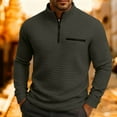 thumbnail image 4 of Yteetum Men's Waffle Golf Shirts Oversized Quarter Zip Mock Neck Long Sleeve T Shirt Pullover Tops Mens Casual Solid Half Zip Stand Collar Regular Fits Spring Stylish Versatile Big and Tall Tee Shirt, 4 of 6
