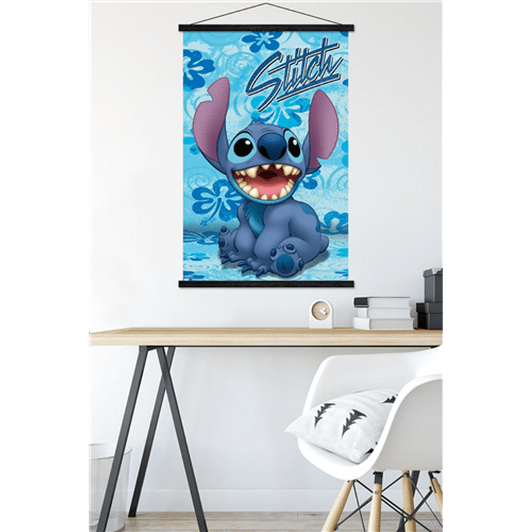 Trends International Disney Lilo and Stitch - Sitting Framed Wall Poster  Prints Mahogany Framed Version 22.375 x 34