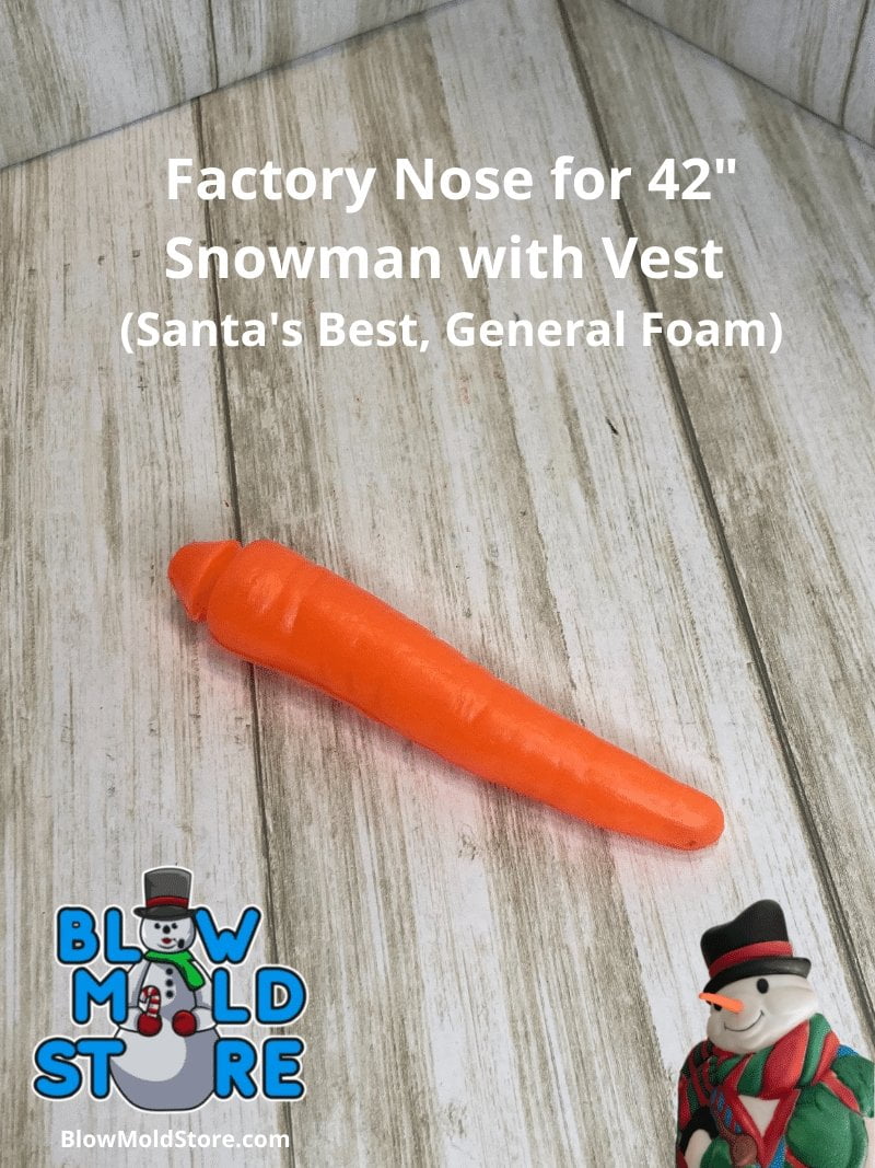 Factory Carrot Nose Blow Mold Snowman with Vest Santa's Best & General Foam