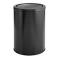 thumbnail image 7 of mDesign Small Round Metal 4.8 Gallon Covered Bathroom Swing Lid Trash Can, Black, 7 of 7