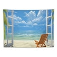 thumbnail image 5 of GOSMITH  Beach Tapestry Palm Trees In Ocean Heaven Sunbeds Balcony White Wooden Windows Summer Tropical, Wall Hanging For Bedroom Living Room Dorm, 5 of 7