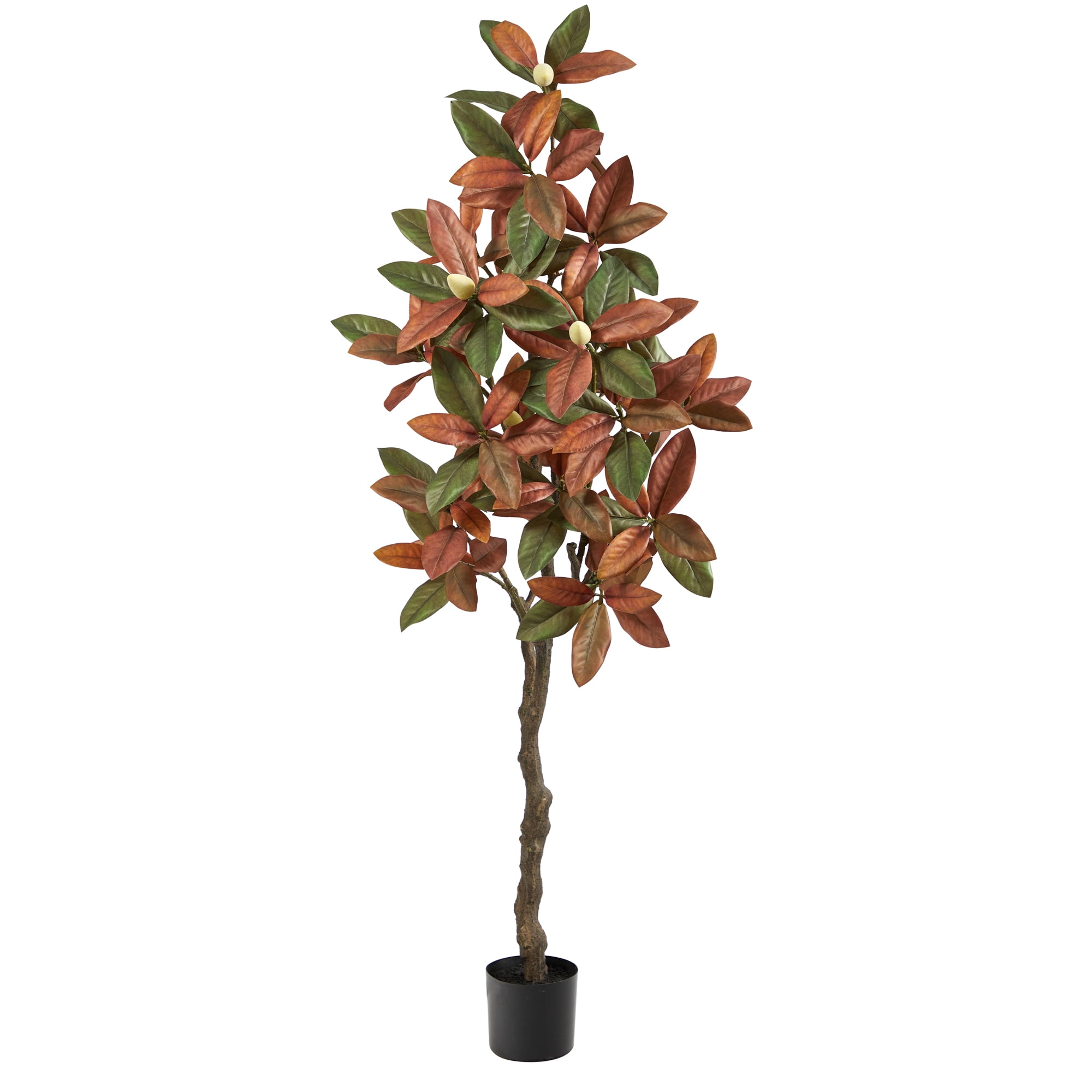 4" Artificial Magnolia Artificial Tree in Plastic Pot, by Nearly Natural