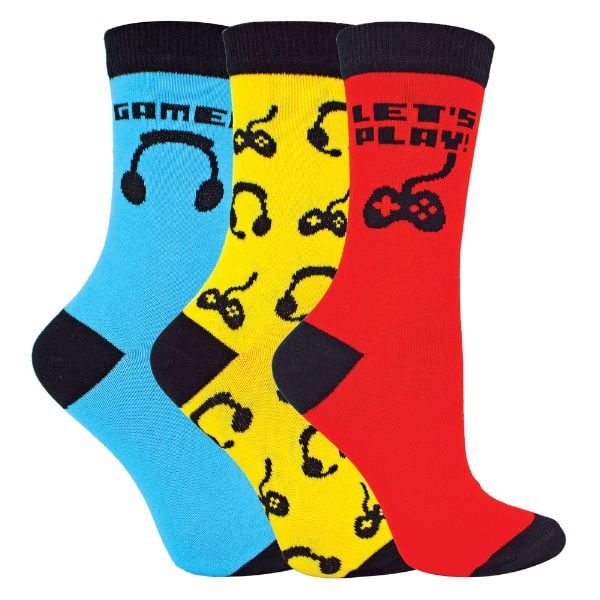 3 Pack Kids Gaming Socks Sock Snob Fun Design Novelty Funny Video
