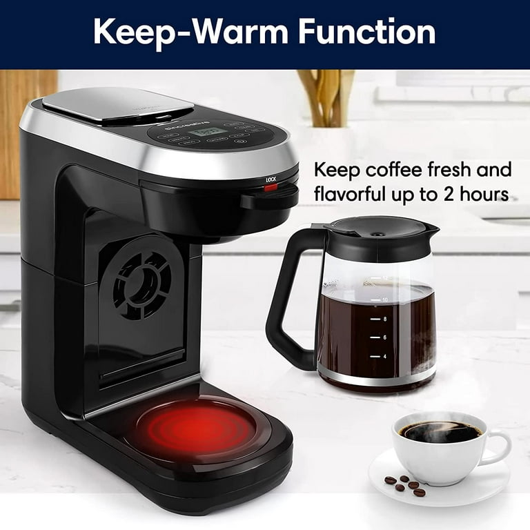 Dual Brew Coffee Maker 12 Cup Programmable Coffee Machine and Single Serve  Brewer with Glass Carafe for K Cup Pod and Ground Coffee Drip Coffee Maker  with Self Cleaning Function and 61 