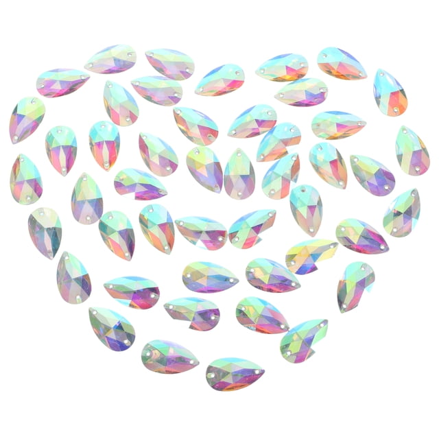 Miangastore 50pcs 17x28mm Teardrop Shape Sew or Glue on Resin Crystals Flat Back Rhinestone for Costume
