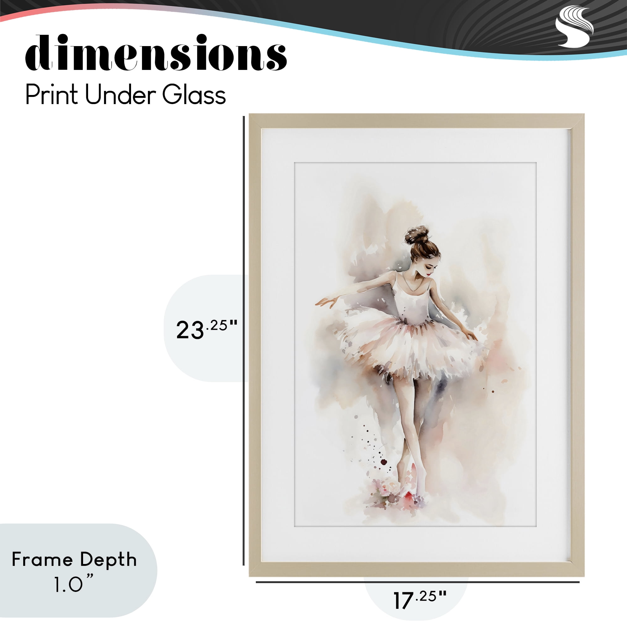 Stupell Industries Watercolor Dancer Pose Birch Framed Print Under Glass, design by Creative Studio