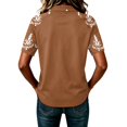 thumbnail image 6 of JULMCOMO Womens Tops Boho Floral Print 3/4 Sleeve Loose Fit Casual Polo Shirts Collared Button Summer Daily Graphic Tees Coffee 3XL, 6 of 6