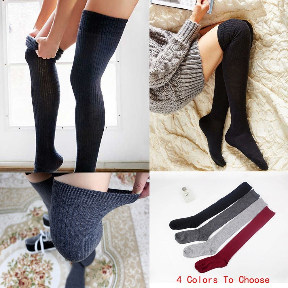 Women Over Knee Wool Knit Long Socks Winter Thigh-Highs Warm Socks Stocking New