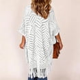 thumbnail image 4 of Casual Sheer Knit Beach Cover Up For With Fringed Design Lightweight Swimwear Sarong For Outdoor Holidays And Sun, 4 of 5