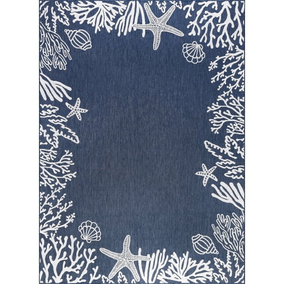 Tayse Eco Area Rug ECO1505 Novelty Navy Sea Coral 3' 11'' x 5'3'' Rectangle