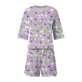 thumbnail image 6 of Cute Pajamas Set for Women Short Sleeve Sleepwear Pjs Round Neck Pullover Tops Shorts Soft 2 Piece Lounge Sets, M, 6 of 7