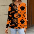 thumbnail image 3 of MVRLSH Womens Tops Blouse Casual Multi Style Graphic Printed Long Short Sleeve V Neck Daily Wear Loose Fit Blouses Orange - L, 3 of 5