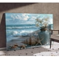 thumbnail image 2 of HFDF Blue Ocean Beach Bathroom Canvas Wall Art Starfish with White Flower Coastal Picture Wall Decor Seascape Poster Seaside Seashell Painting Print Artwork for Living Room Restroom, 16x12inch Framed, 2 of 6