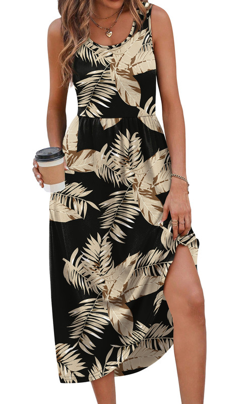 WIHOLL Women's Flowy Casual Midi Dress with Pockets photo 2