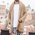 thumbnail image 1 of WREESH Homme Décontracté Uni Cardigan Mi-Long Manteau en Laine à Col Rabattu Chandail pour Fesses, 1 of 9