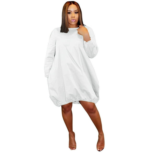 Pompotops Robe Décontractée à Manches Longues pour Femmes, Style Ample, Oversize