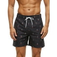 thumbnail image 1 of Mostdary Men Swimsuit Pocket Boardshorts Drawstring Quick Dry Beach Pants High Waist Mens Comfy Straight-Leg Hawaiian Elastic-Waist Black XL, 1 of 2