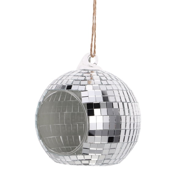 HIAKDOFT Hanging Tealight Holder Glass Silver For Bedroom 1Pcs 4.91X4.72X4.72In