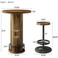 thumbnail image 4 of Tribesigns Industrial Round Bar Table with 2 barstools, Bistro Sets with Chairs, Pub Cocktail Table, 4 of 5