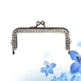 thumbnail image 2 of 10.5cm Retro Square Iron Purse Frame Coin Bag Decorative Beads Embossed Flower Kiss Clasp Lock for Bag Making DIY Craft, 2 of 7