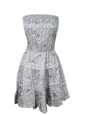 Mogul Women's Sexy Dress Grey Floral Print Strappy Dresses