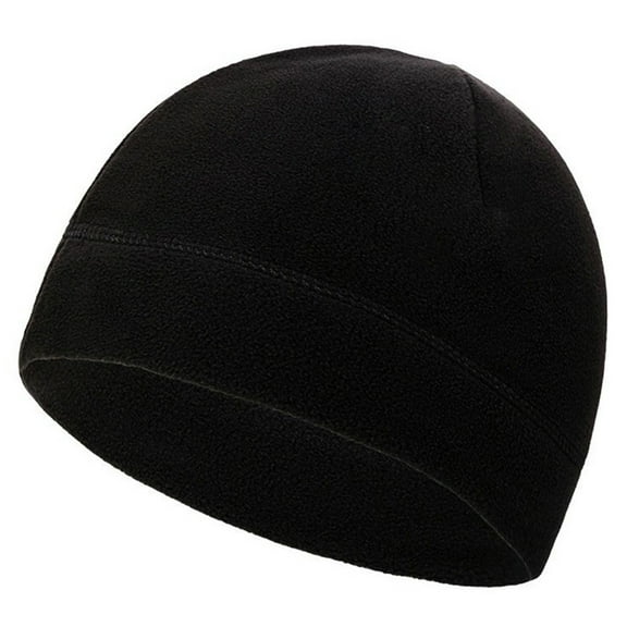 Anvazise Men Winter Solid Color Fleece Cap Outdoor Climbing Cycling Windproof Beanie Hat