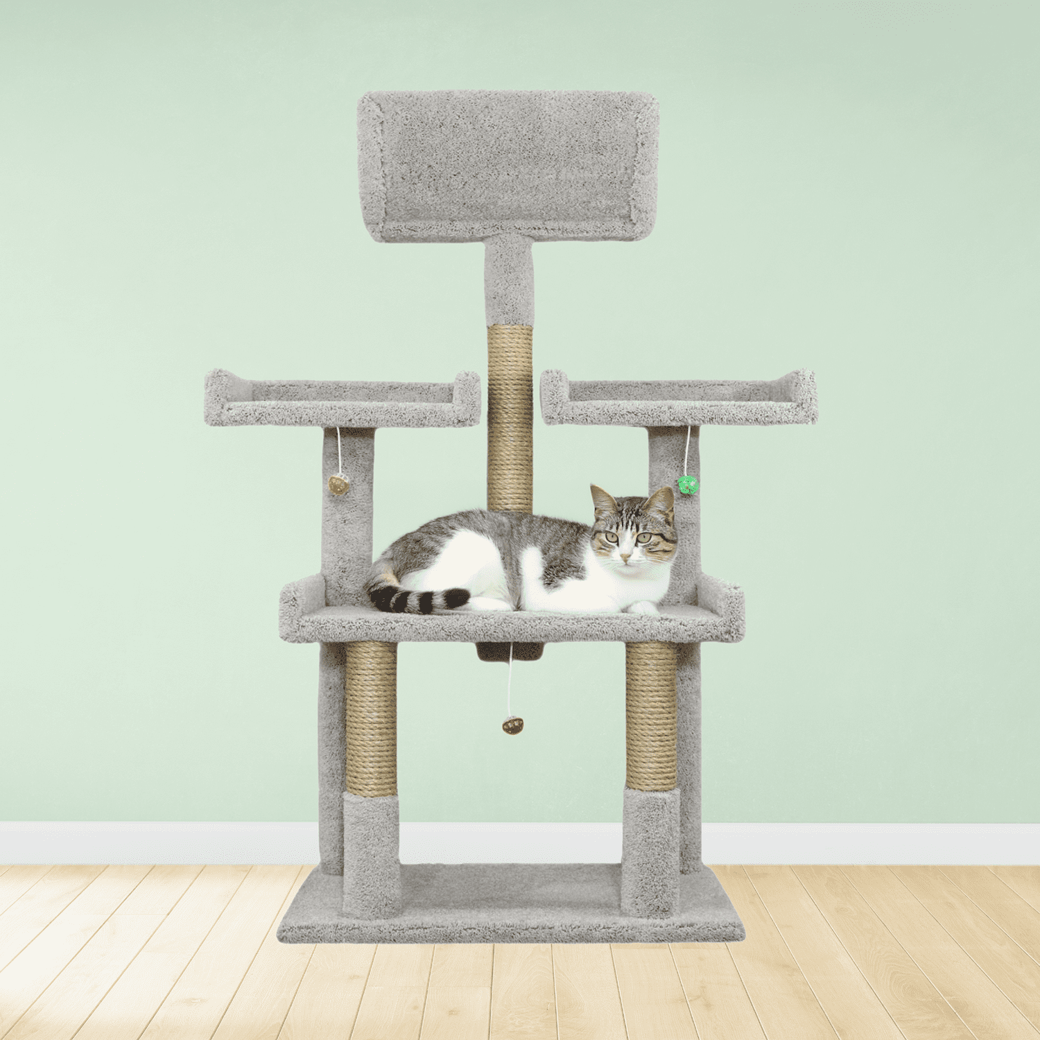 Kitty City Extra Large 56-inch Multi-Level Indoor Cat Tree with Perches and Scratching Posts