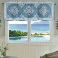 Valances for Windows Floral Vine Blue Border Rod Pocket Short Curtain ...
