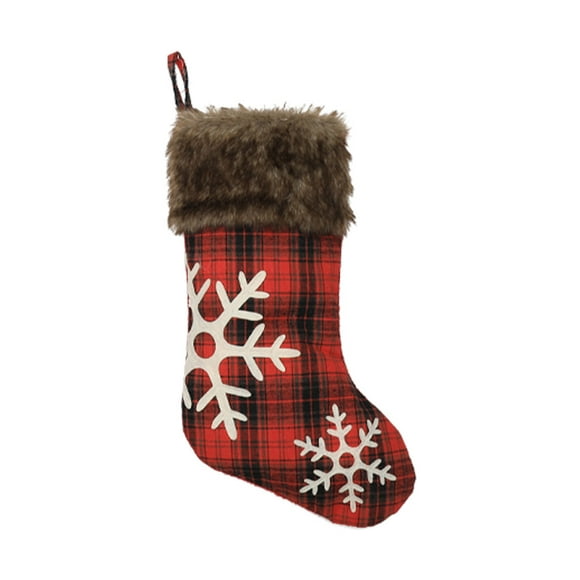 Snorda Christmas Stockings, Big Xmas Stockings, Plaid Style with Snow