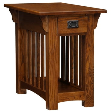 Leick Home Mission Impeccable Solid Wood Storage End Table, Medium Oak