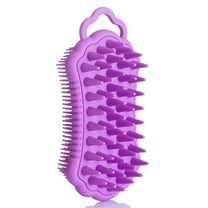 FOLADION 2 in 1 Silicone Body Cloud Scrubber, Shower and Shampoo Massaging Brush, Exfoliating Body and Head Scrubber, Scalp Massager/Brush, Easy to Clean (Purple)