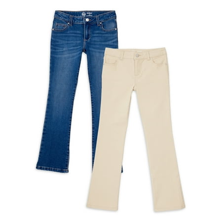 Wonder Nation Girls Kid Tough Bootcut Jeans, 2-Pack, Sizes 5-18 & Plus