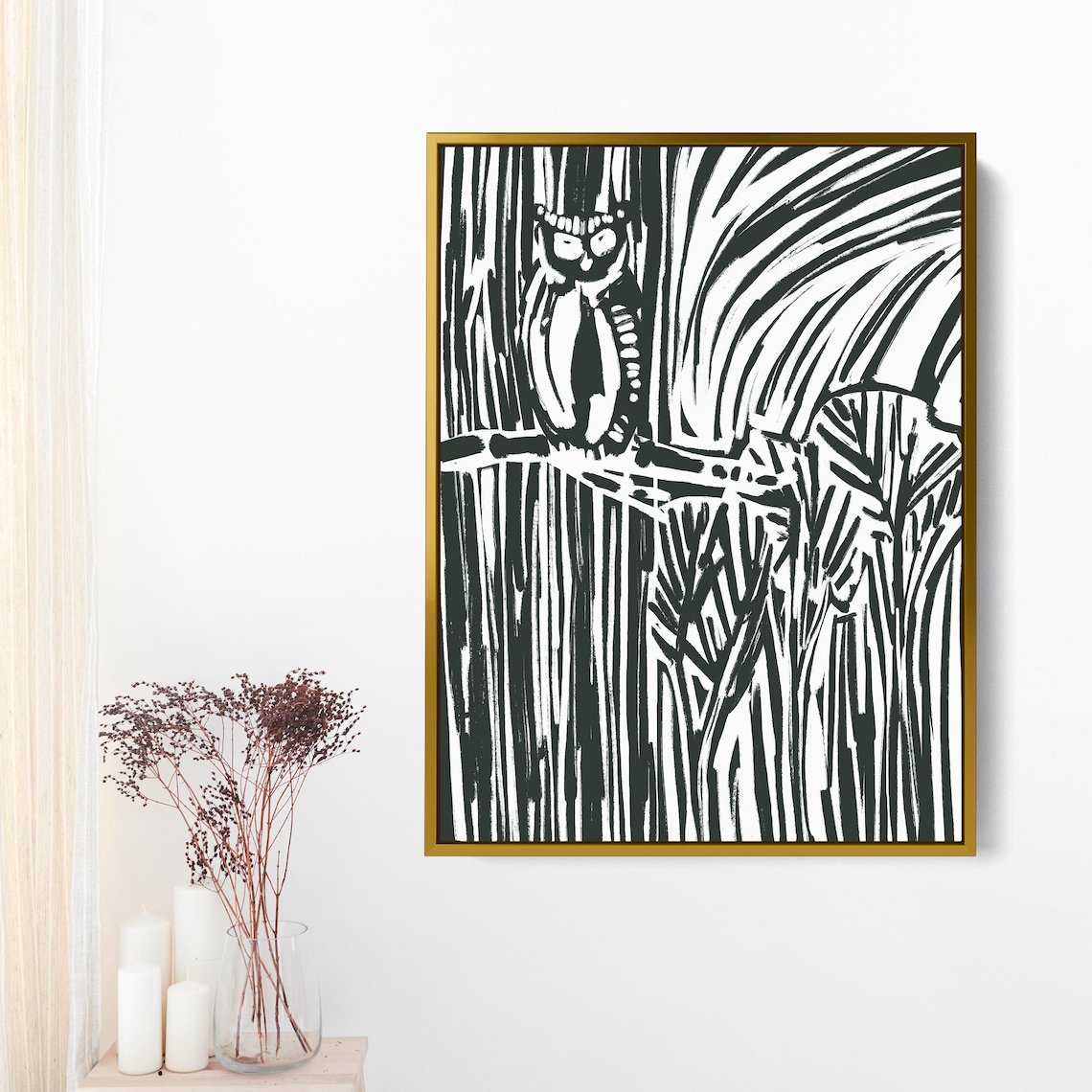 Forest Owl Woodland Cabin Wall Art Living Room Gallery Wall Home And Bedroom Decor