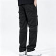 thumbnail image 4 of Men Stretch Multi Pocket Cargo Pants Straight Leg Zip Off Water Repellent Lightweight Travel Pants, 4 of 9