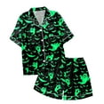 thumbnail image 6 of UngA Halloween Sleepwear Pajama Set for Women 2 Piece Lounge Set Short Sleeve Tops and Shorts Soft Sleepwear Loungewear Sweatsuits Green,L, 6 of 6