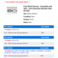 thumbnail image 2 of Front Wheel Bearing - Compatible with 2007 - 2018 Chevy Silverado 3500 HD 4WD 2008 2009 2010 2011 2012 2013 2014 2015 2016 2017, 2 of 2