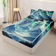thumbnail image 2 of Castle Fairy Teens Wildlife Aurora Polar Bear Zipper Twin Comforter Sets with Fitted Sheet and 2 Pillowcases,Snowy Pine Mountain Zipper Bedding Set,Teal White Blue,Navy Blue Reversible,4-Piece, 2 of 6