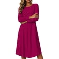 thumbnail image 4 of Omexry Work Dresses for Women Women's Fashion And Leisure Splicing Long Sleeve Round Neck Loose And Comfortable Dress, 4 of 7