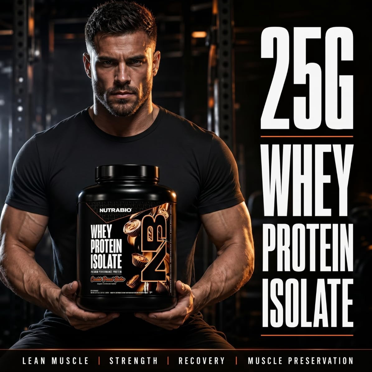 NutraBio Whey Protein Powder Isolate Supplement – 25g of Protein Per Scoop with Complete Amino Acid Profile - Soy and Gluten Free - Zero Fillers and Non-GMO - Chocolate Peanut Butter - 5 Lbs.