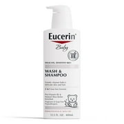 Eucerin Unscented Baby Shampoo and Body Wash, Tear-Free, 13.5 fl oz Pump Bottle