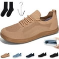 thumbnail image 2 of longantii Womens Orthopedic Shoes Arch Support Non Slip Slip on Work Shoes Wide Width Knitted Mesh Stretch Work Shoes Comfort 2026 Orthopedic Shoes Khaki, 2 of 8
