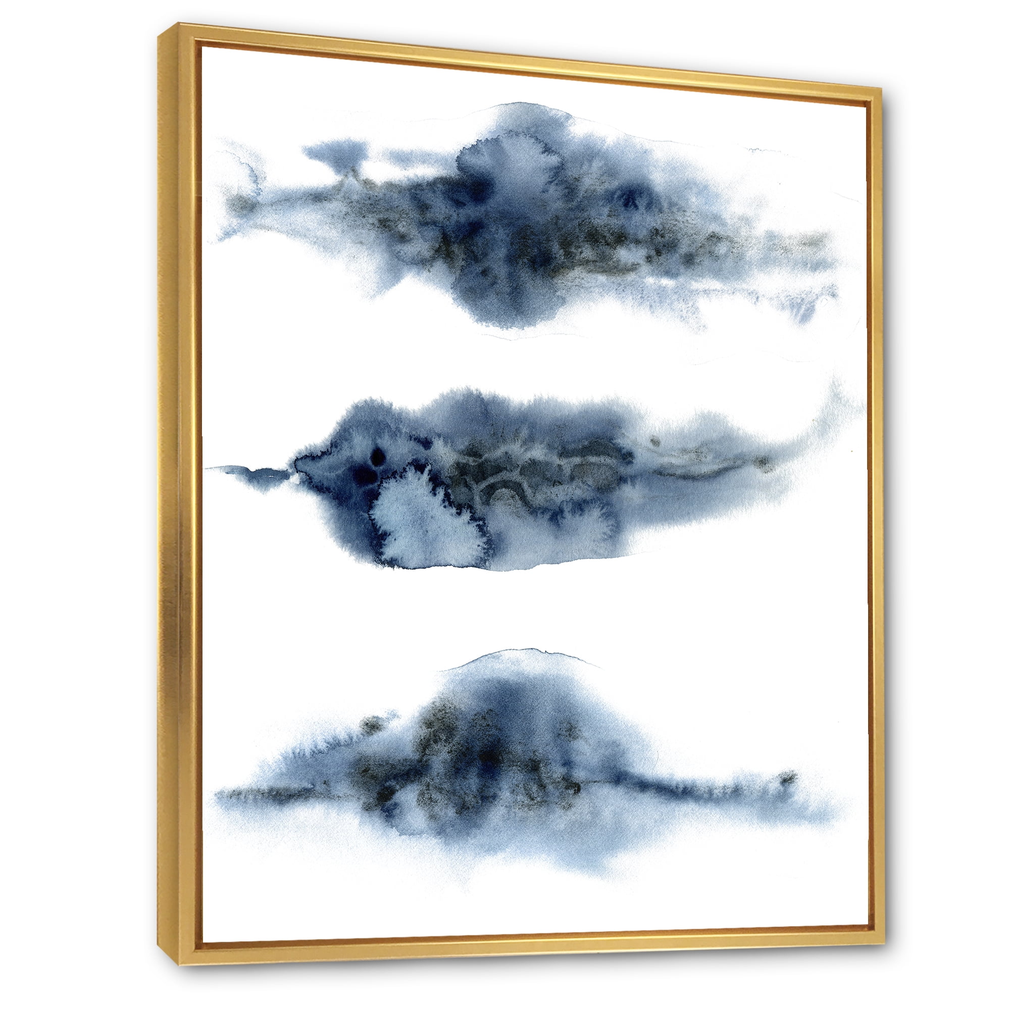 Designart 'Abstract Of Clouds Dark Blue Colored V' Modern Framed Canvas Wall Art Print