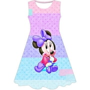 Minnie Mouse filles robe 2022 été nouvelles filles col rond Disney série dessin animé robes décontractées fête soirée une pièce jupes