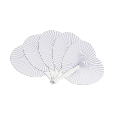 

Rooha 12x/set Hand Fan Paper White Foldable Fan Bamboo DIY-Wedding Decor White Heart